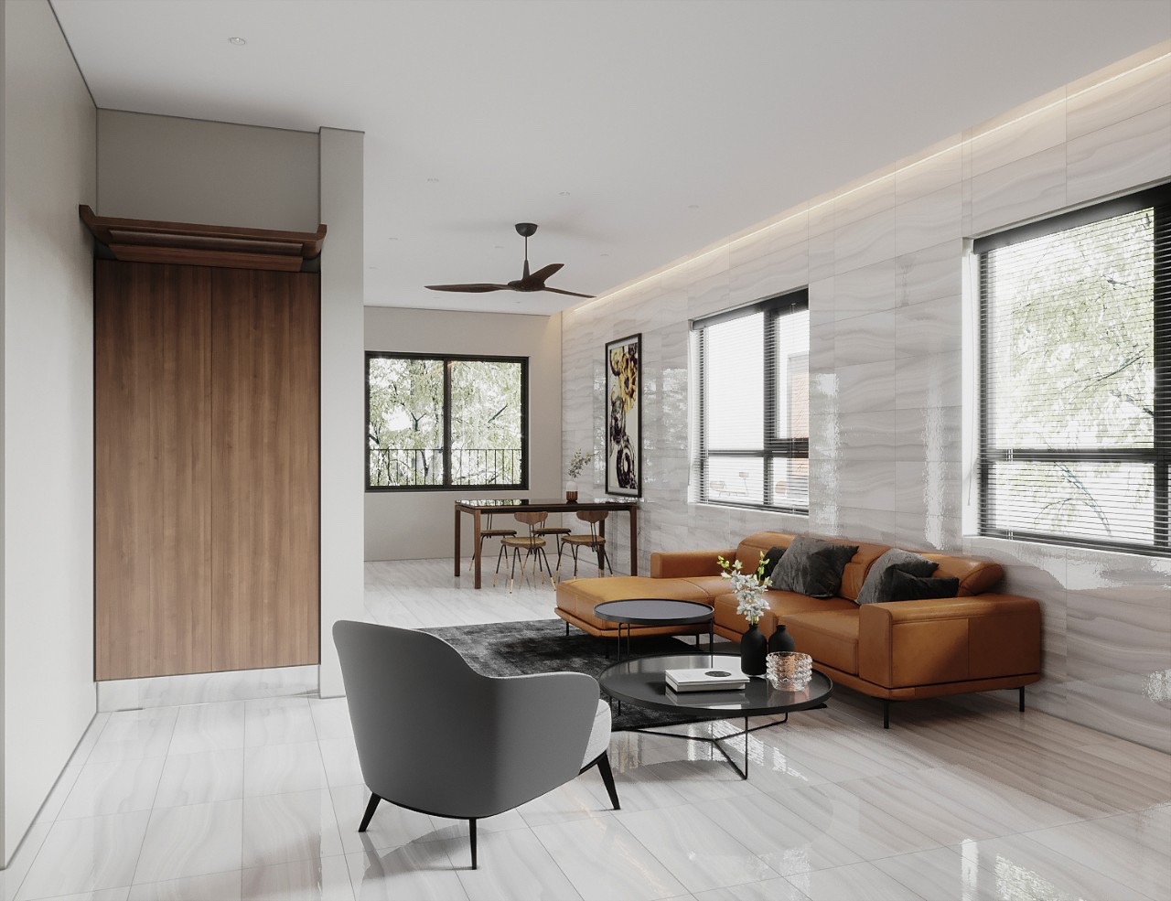 Gạch ốp tường phòng khách Vigalcera