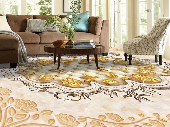 Gạch thảm 3D với hoạ tiết hoạ cực bắt mắt khiến cho không gian trở nên chân thật, ấn tượng