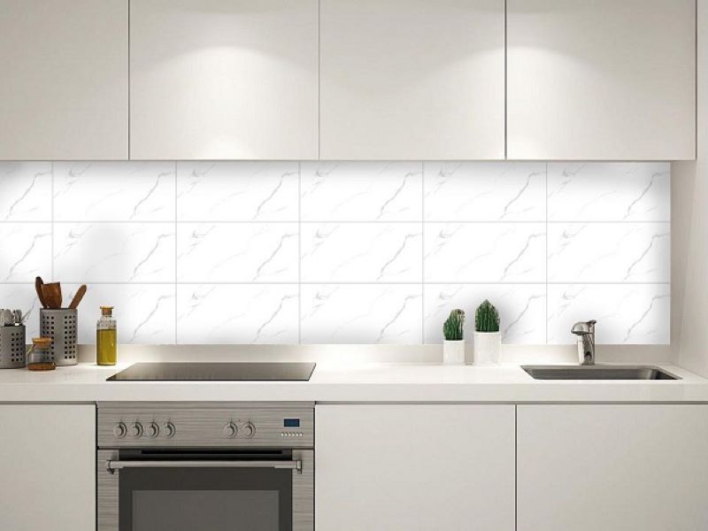 Chọn gạch ốp tường bếp màu trắng cho phong cách tối giản