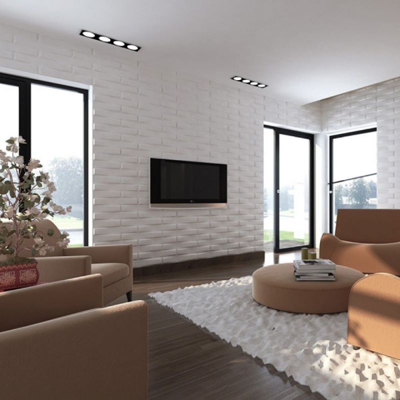 Chọn gạch 3D ốp tường phòng khách thêm sinh động