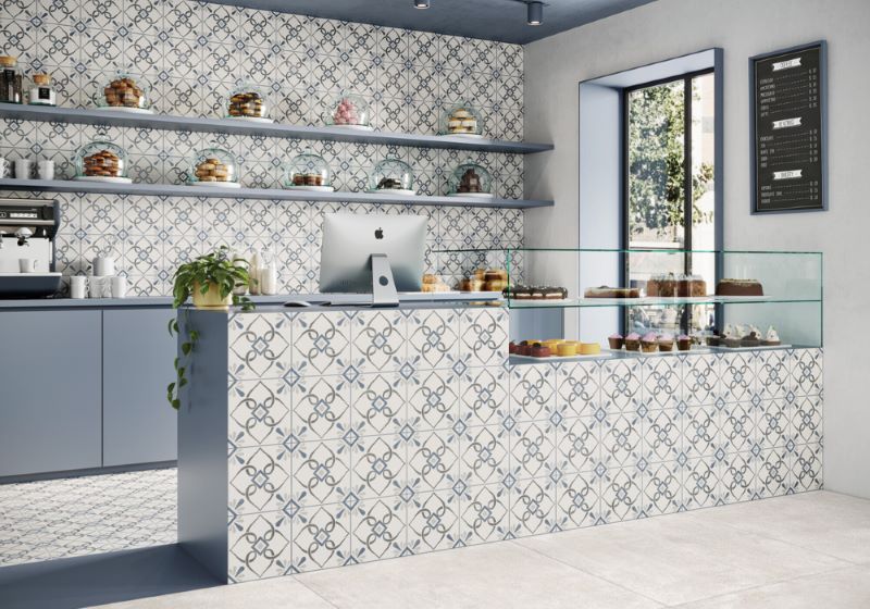 Mẫu gạch bông lục giác trang trí tường bếp thêm thu hút