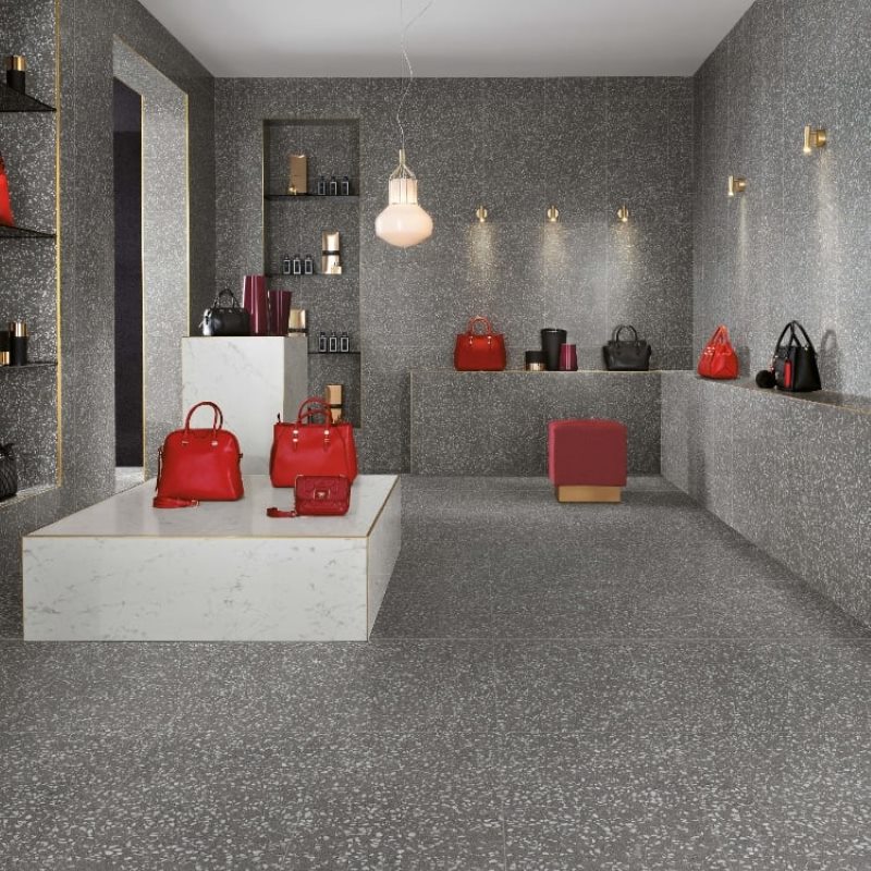 Gạch vân terrazzo ốp lát không gian thương mại