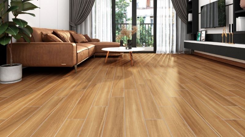 Gạch giả gỗ Trung Quốc màu nâu sáng ấm cúng