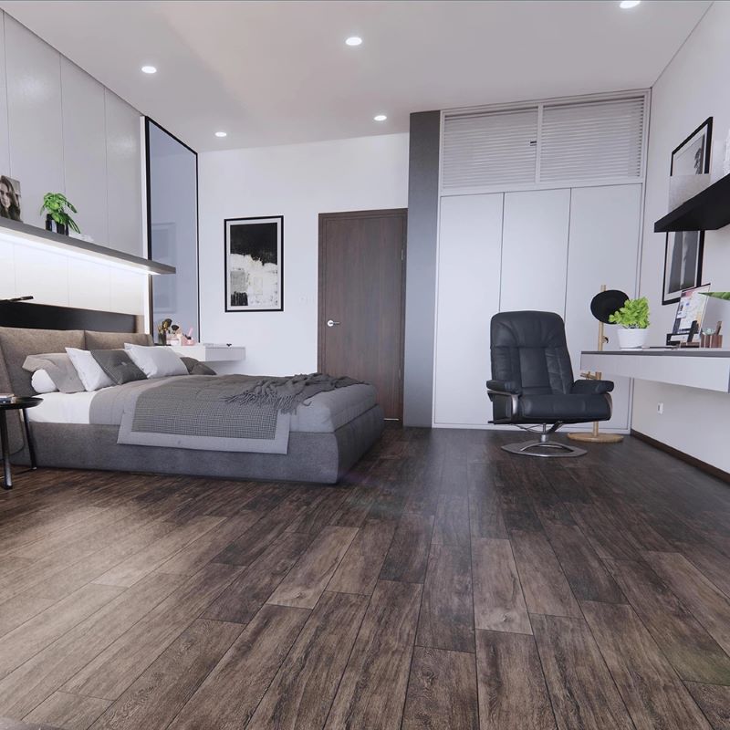 Gạch giả gỗ Trung Quốc tông màu tối