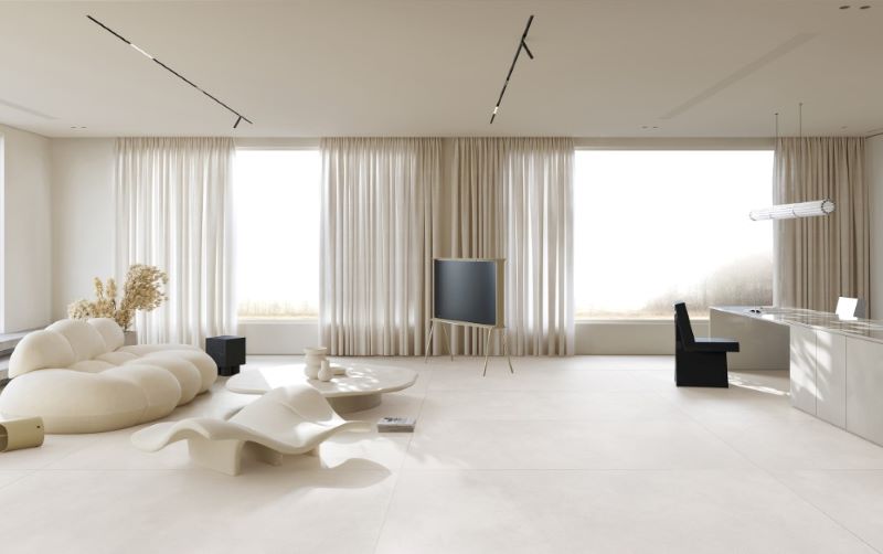 Gạch 90x180 lát nền không gian phòng khách