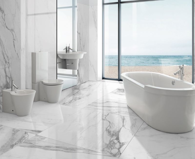 Gạch 90x90 ốp lát không gian phòng tắm, phòng vệ sinh