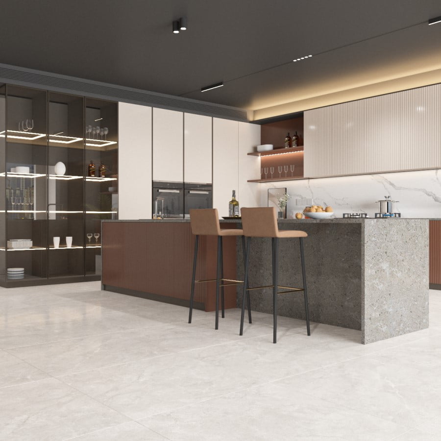 Gạch lát nền nhà bếp cho gia chủ mệnh Kim