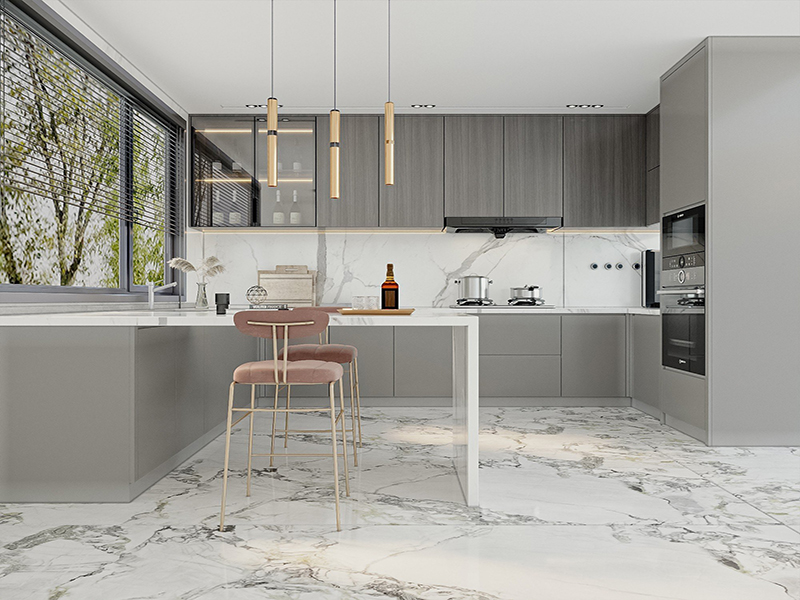 Gạch lát nền nhà bếp vân đá marble