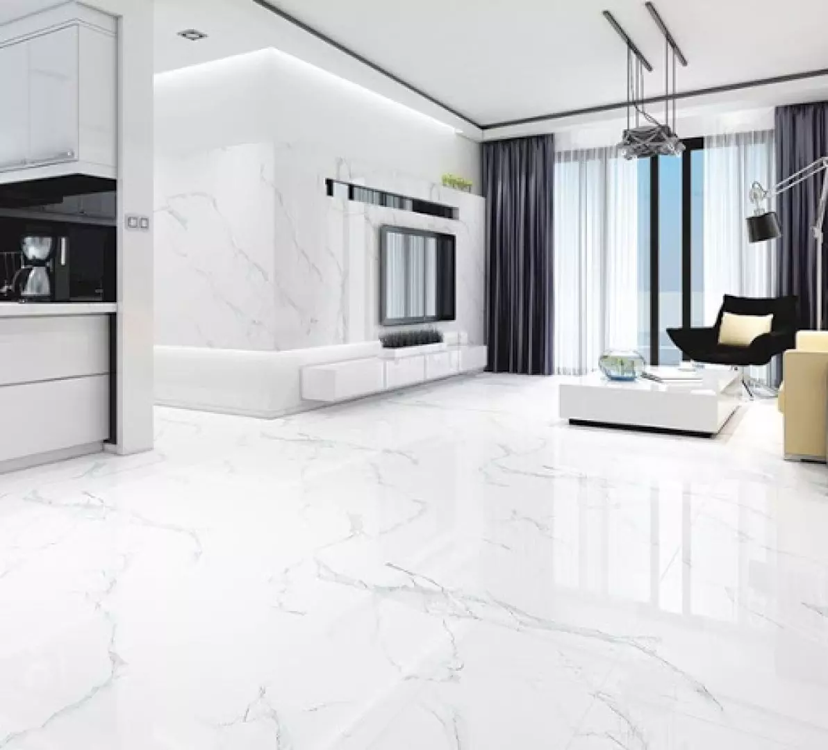 Gạch vân đá Carrara trắng