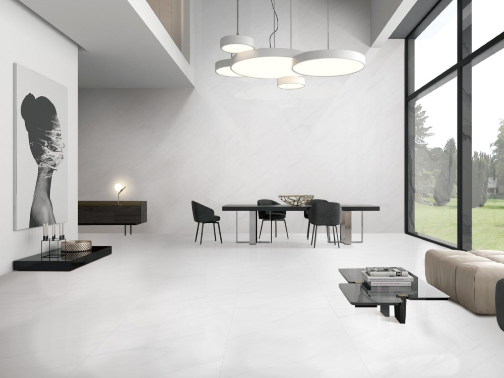 Phối màu gạch xám vân đá cùng tông