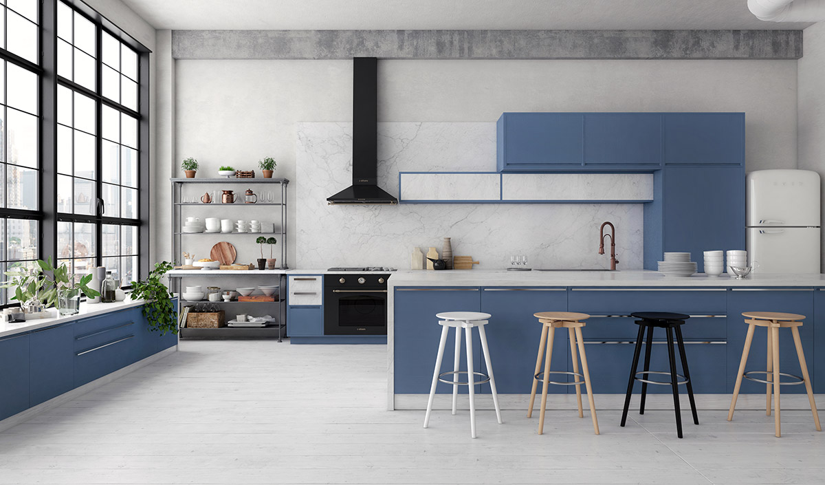 màu gạch ốp bếp cho gia chủ mệnh Thủy