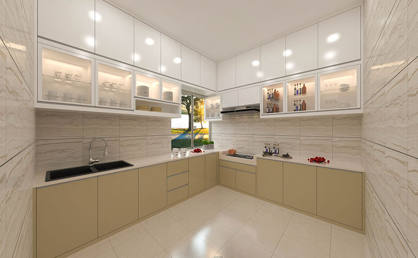 gạch ốp tường bếp gam màu trung tính