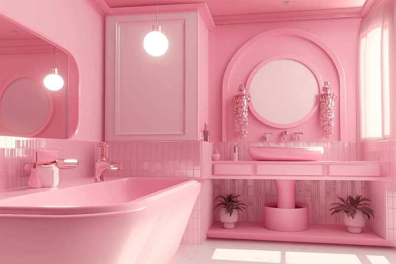 Bí quyết thư giãn đầy nghệ thuật với phòng tắm màu hồng “đẹp mê ly”