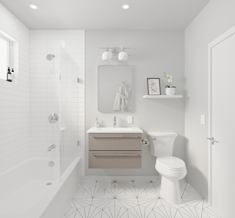 Phòng tắm màu trắng theo phong cách hiện đại