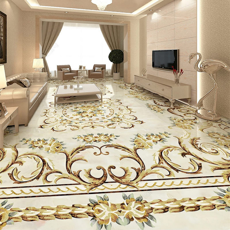Gạch 3D lát nền phòng khách