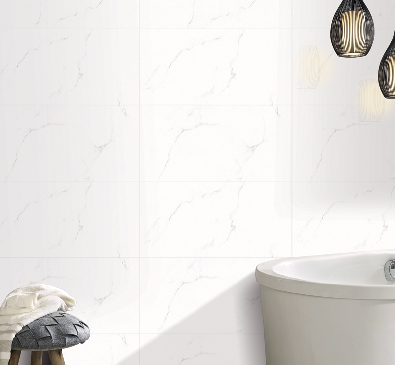 Gạch trắng vân đá ốp tường phòng tắm