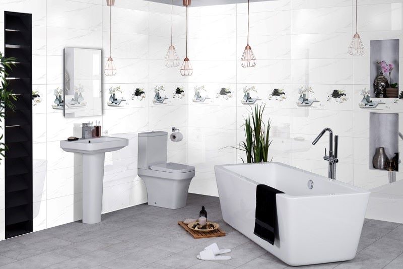 Tông màu trắng, điểm họa tiết hoa