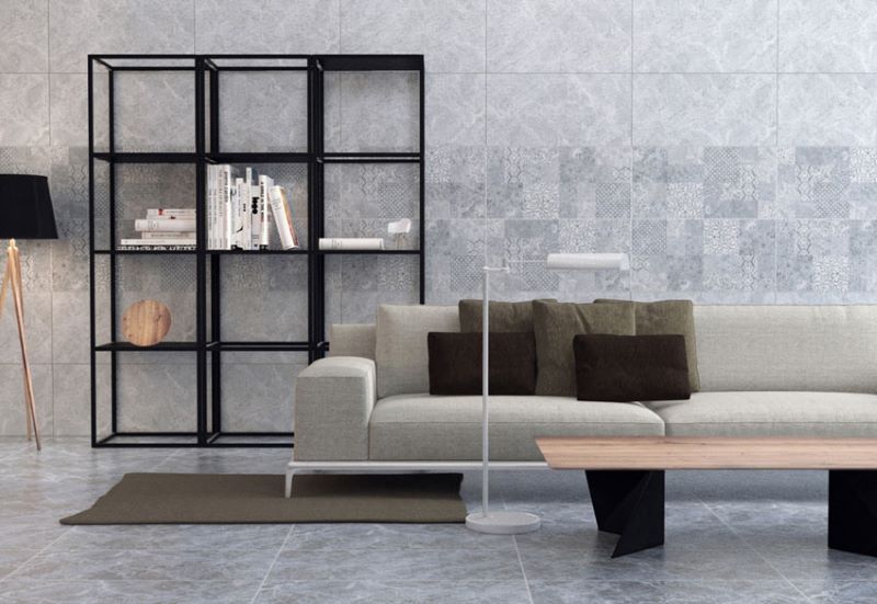 Phòng khách hiện đại, phóng khoáng với tường gạch Catalan 30x60