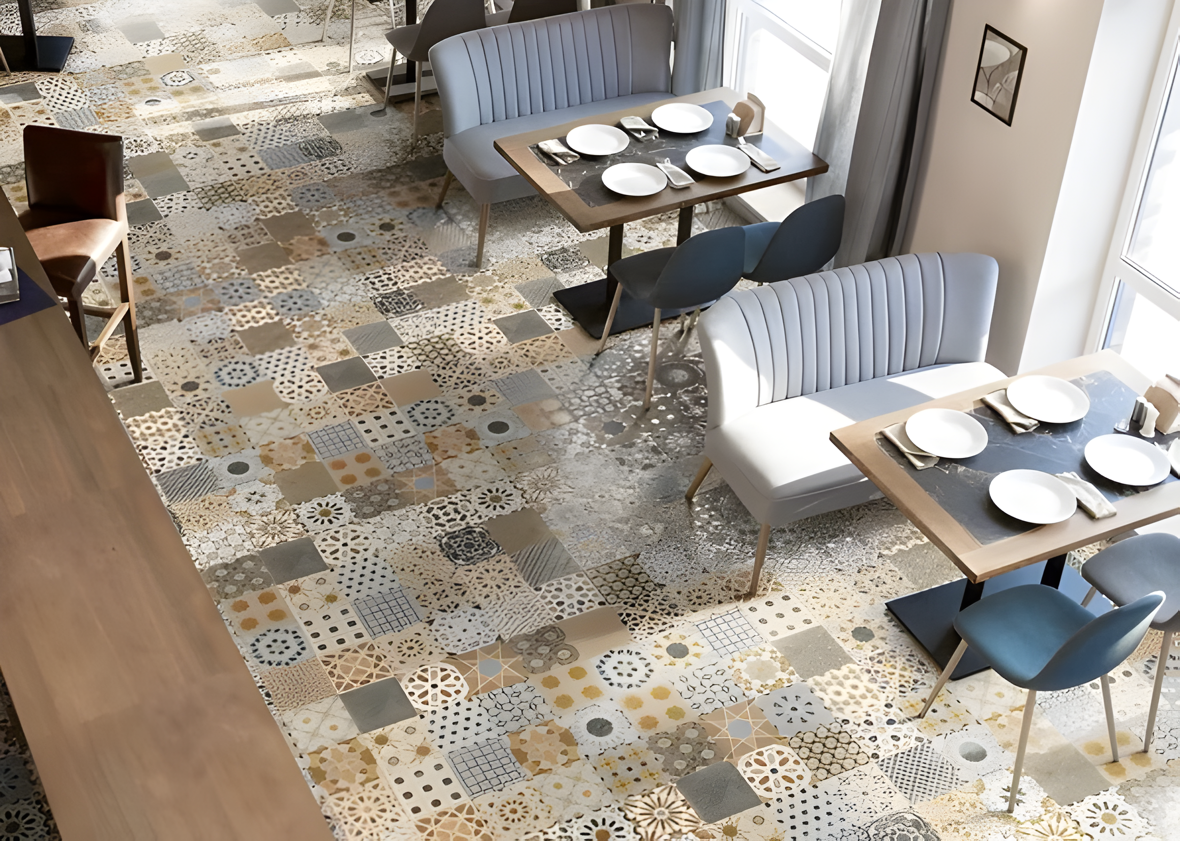 Quán ăn, quán cafe đậm chất vintage với gạch bông đa sắc màu