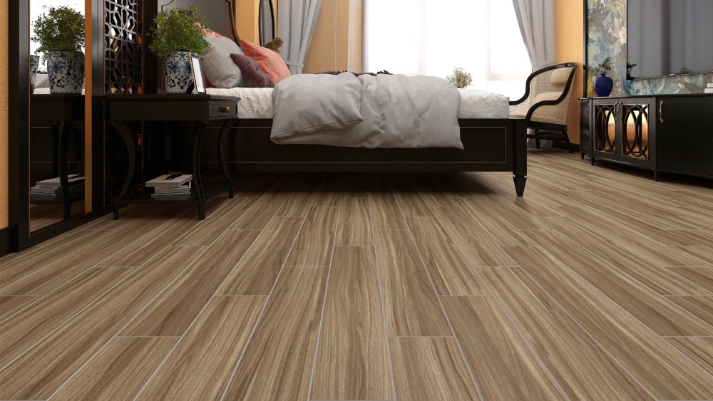 Phòng ngủ yên bình, nhẹ nhàng với gạch vân gỗ lát sàn