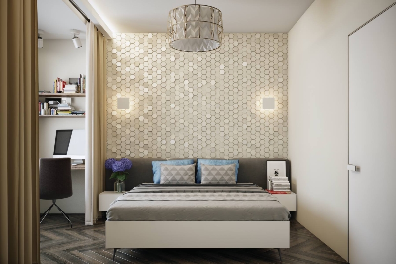 Gạch Mosaic hình lồng đèn ốp phòng ngủ hiện đại