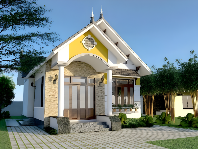 Gạch giả đá ốp mặt tiền nhà cấp 4