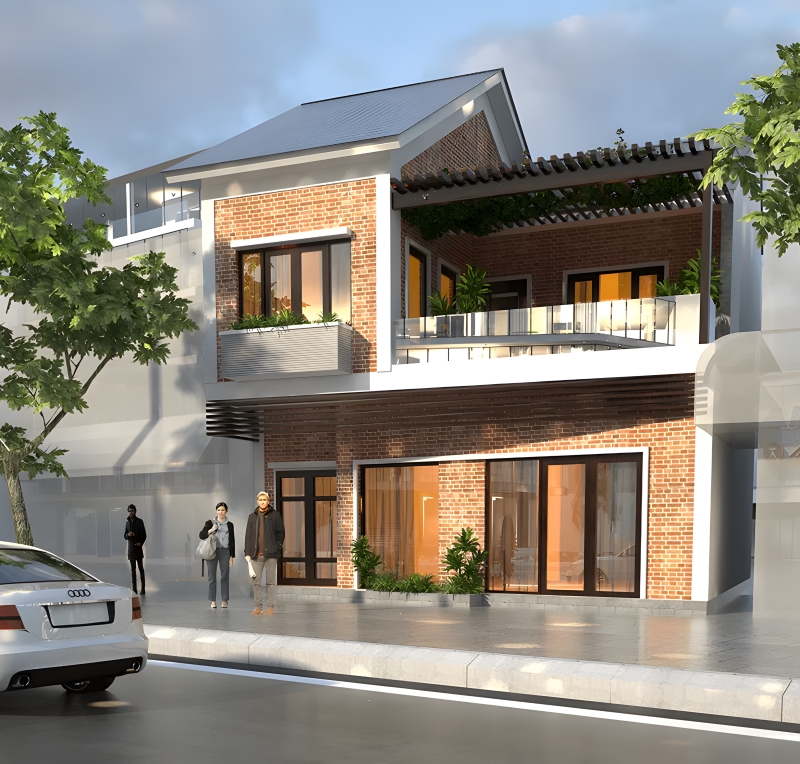 Gạch giả cổ ốp mặt tiền nhà phố