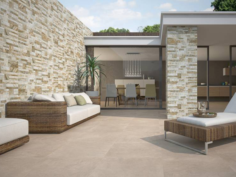 Khu vực ngoại thất ứng dụng gach thẻ 