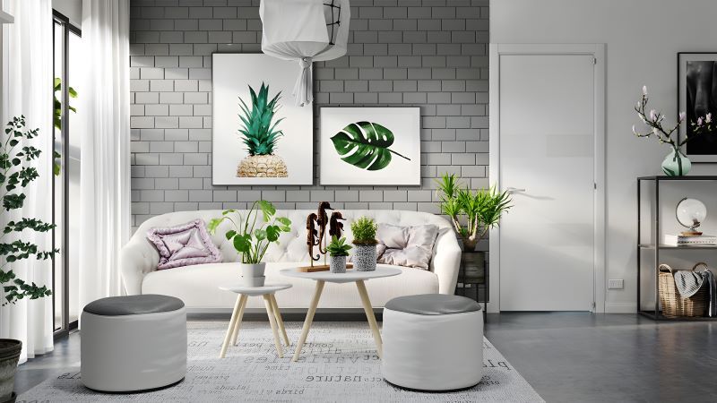 Gạch thẻ ốp tường phòng khách