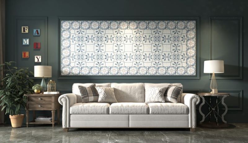 Gạch trang trí phòng khách