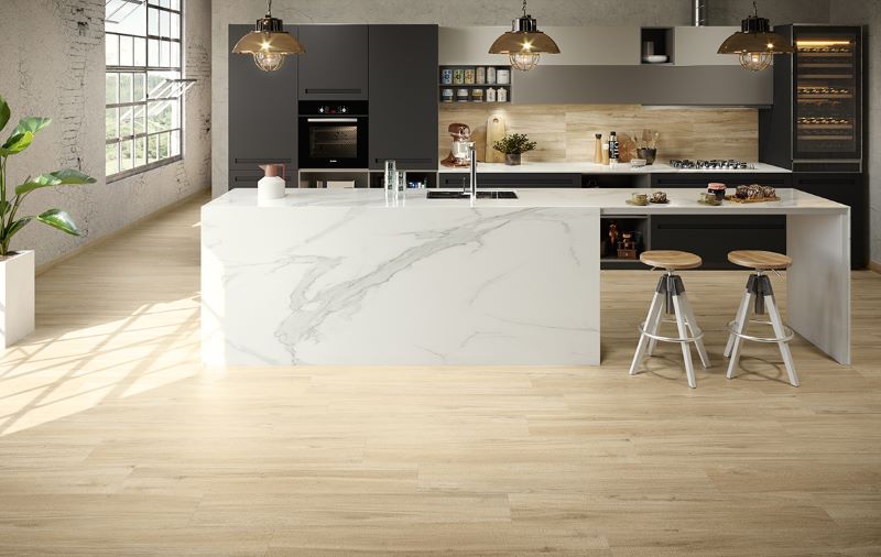 Gạch vân gỗ ốp bếp