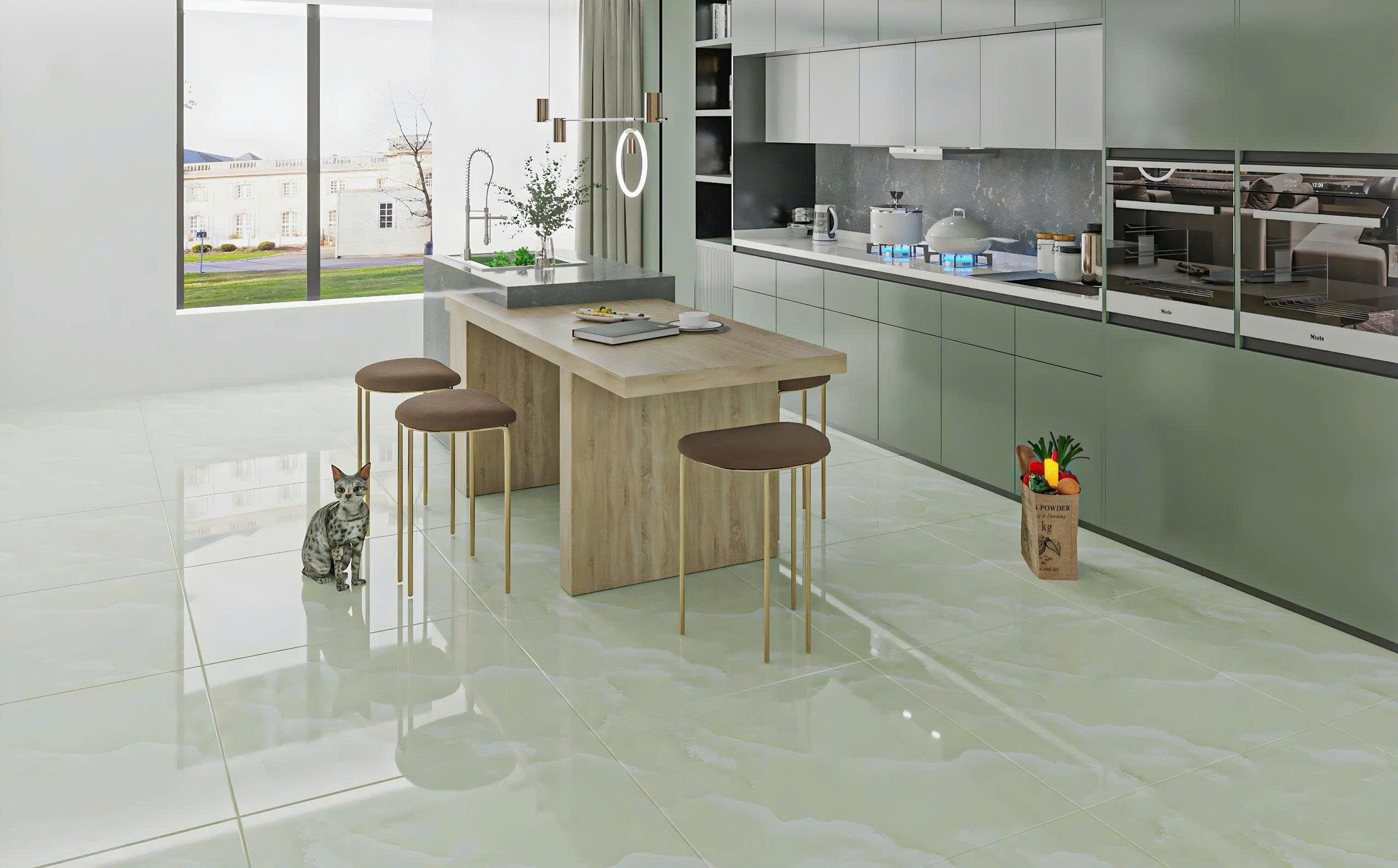 Chọn gạch bóng nhẹ, gạch có bề mặt phản chiếu ánh sáng