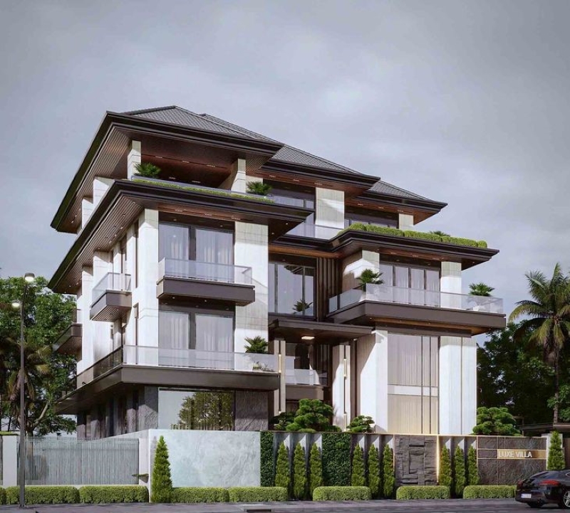 Mẫu nhà thiết kế mái Nhật với ngói xám đầy thời thượng