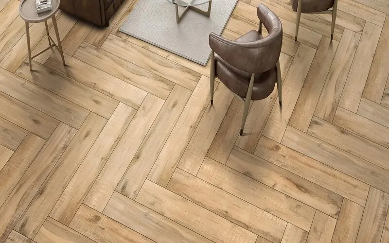 Lát gạch giả gỗ kiểu vuông góc