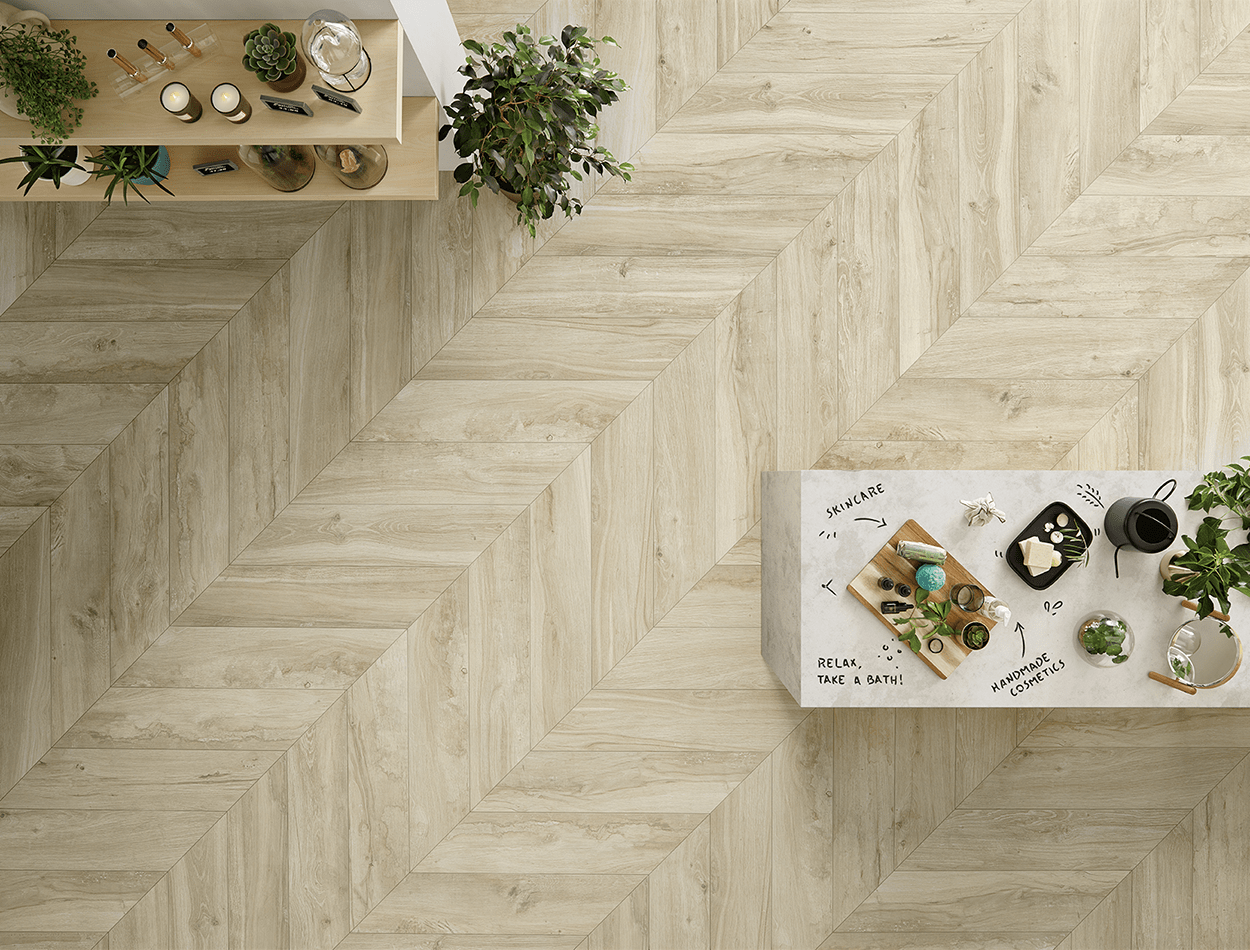 Kiểu lát gạch giả gỗ xương cá
