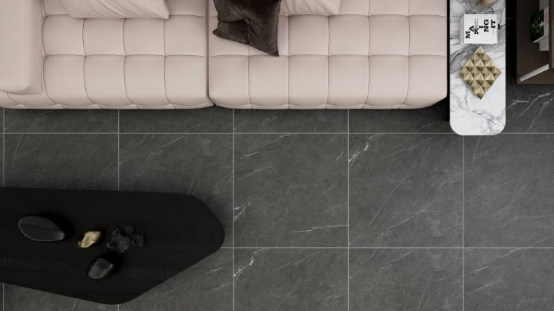 Gạch khổ lớn hình vuông kết hợp họa tiết vân đá