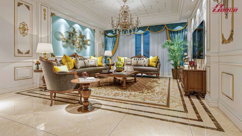 Gạch tông màu vàng vừa nhẹ nhàng vừa giúp không gian thêm phần lung linh. 