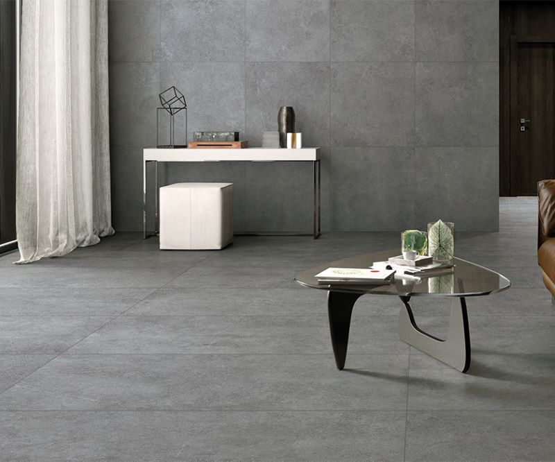 Gạch hiệu ứng bê tông giúp không gian trầm ổn, tối giản các chi tiết