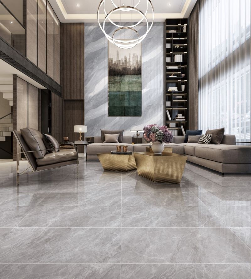 Khu vực ốp lát rộng mở với mẫu gạch Trung Quốc 60x120