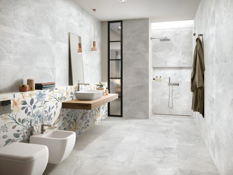 Mẫu gạch HLTQ48006EL màu xám nhạt, men matt lát nhà vệ sinh đem đến sự thanh lịch cho căn phòng