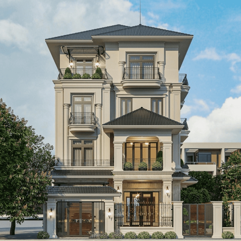 Nhà mái nhật  4 tầng