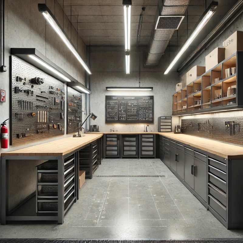 Thiết kế nhà kho, gara hoặc xưởng làm việc đầy vẻ mạnh mẽ, thô mộc