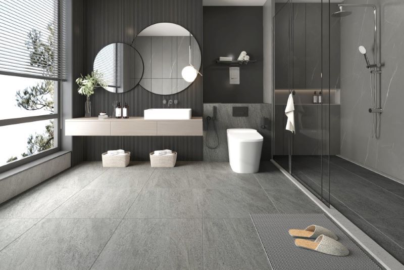 Mẫu gạch ốp lát phù hợp phòng tắm, nhà vệ sinh phong cách công nghiệp