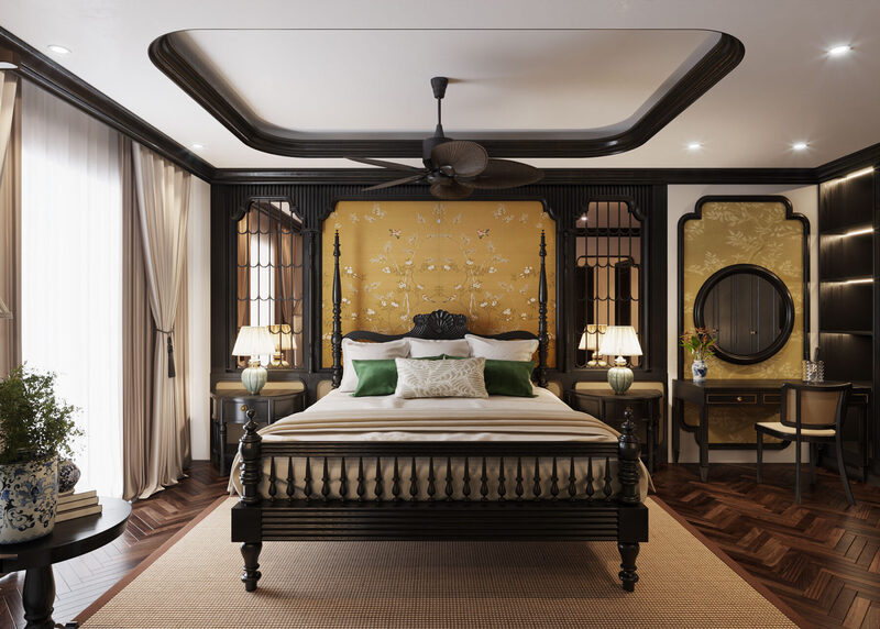 Mẫu gạch ốp lát phù hợp phòng ngủ phong cách Đông Dương