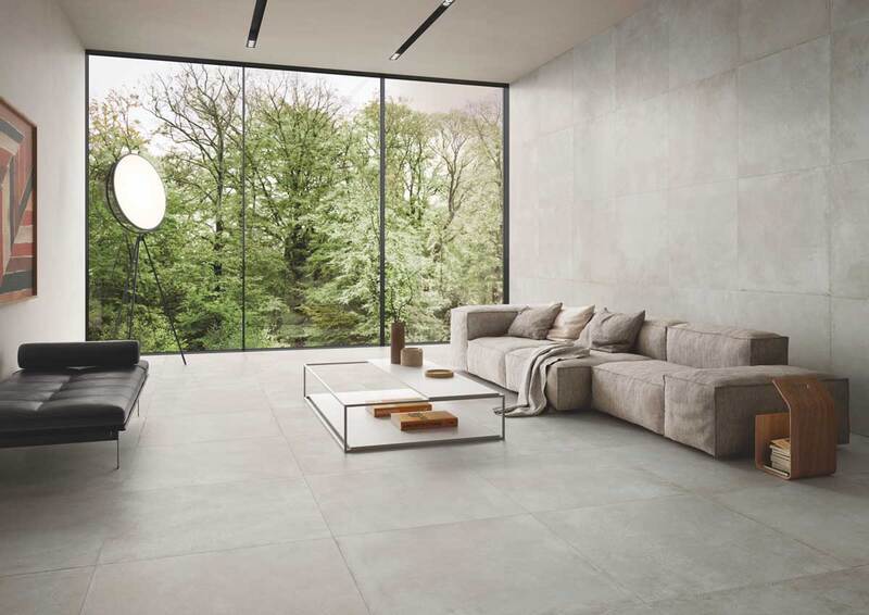 Gạch ốp lát phù hợp phòng khách tối giản