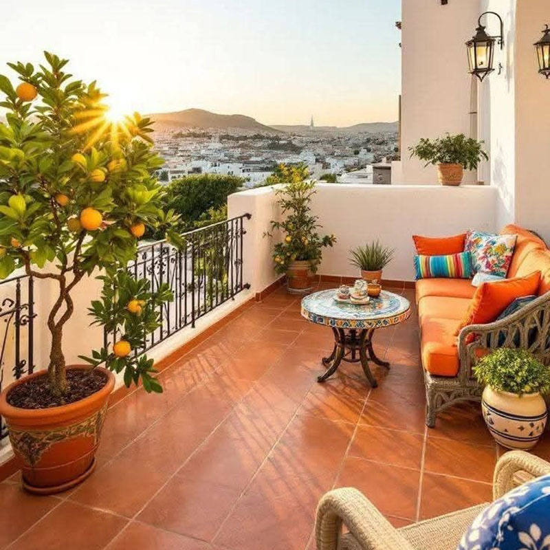 Gạch đỏ lát sân thượng