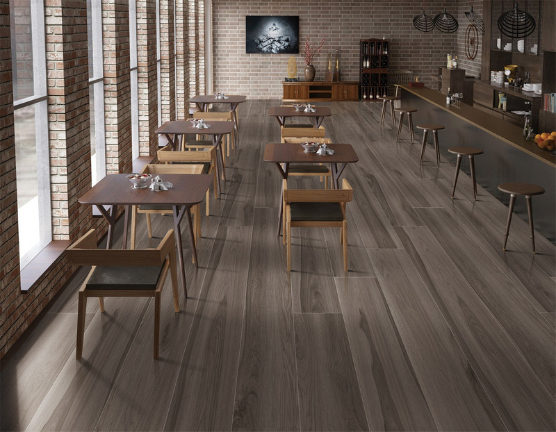 Gạch giả gỗ Trung Quốc ốp lát không gian quán cafe