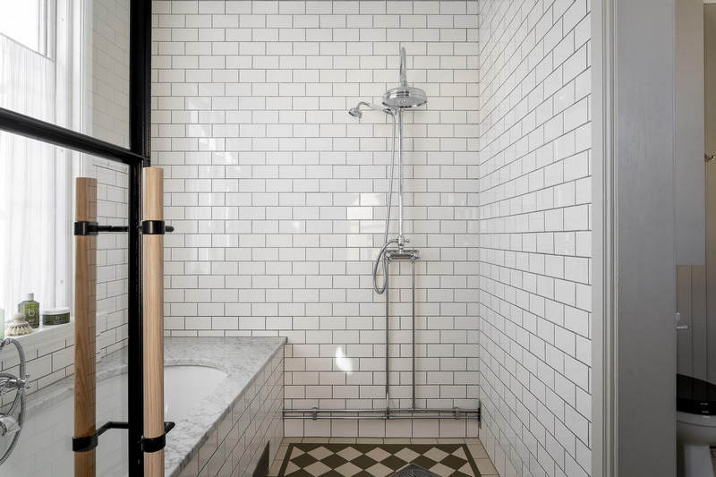 Gạch thẻ chữ nhật màu trắng ốp tường trang trí phòng tắm