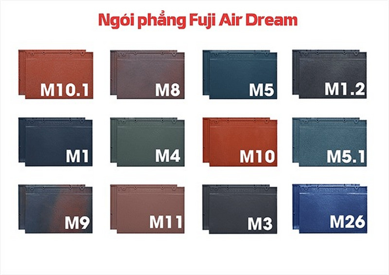 Bảng màu đa dạng của ngói phẳng Air Dream